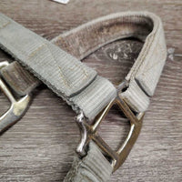 Thick Nylon Halter, adj, snap *fair, stains, pulled holes, frayed edges, faded, stained, dirty
