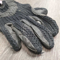 1 ONLY - RIGHT Crochet & Leather Gloves *gc, faded, creased, mnr rubs, dirt, hair
