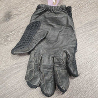 1 ONLY - RIGHT Crochet & Leather Gloves *gc, faded, creased, mnr rubs, dirt, hair
