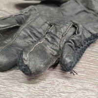 1 ONLY - RIGHT Crochet & Leather Gloves *gc, faded, creased, mnr rubs, dirt, hair
