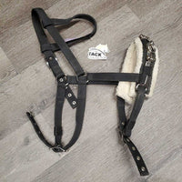 Nylon & Fleece Lungeing Cavesson *gc, clean, hairy, residue, faded, mnr stain
