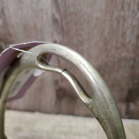 Vintage Angled Stirrup Irons *gc, No Grips, older, gunk, stains, oxidized *CRACKS