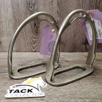 Vintage Angled Stirrup Irons *gc, No Grips, older, gunk, stains, oxidized *CRACKS