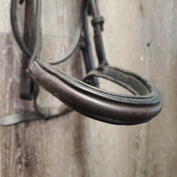 Rsd/Padded Soft Thick Leather Monocrown Bridle *gc, stains, dirt?residue, older, repaired noseband
