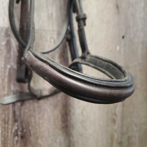 Rsd/Padded Soft Thick Leather Monocrown Bridle *gc, stains, dirt?residue, older, repaired noseband