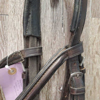 Rsd/Padded Soft Thick Leather Monocrown Bridle *gc, stains, dirt?residue, older, repaired noseband
