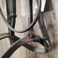 Rsd/Padded Soft Thick Leather Monocrown Bridle *gc, stains, dirt?residue, older, repaired noseband
