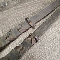 Braided Reins *fair, dirty/dusty, broken laces & keepers, scrapes