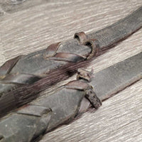 Braided Reins *fair, dirty/dusty, broken laces & keepers, scrapes