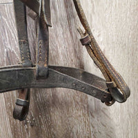 Flat Bridle *fair, v.dry, v.stiff, v.creased, loose keepers, rust, xholes