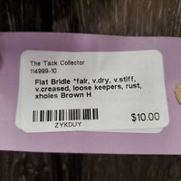 Flat Bridle *fair, v.dry, v.stiff, v.creased, loose keepers, rust, xholes