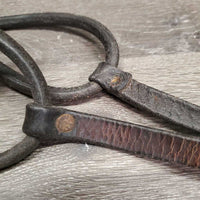 Rolled Leather Noseband *fair, cracks, clean, stains, xholes, trimmed, older