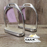 Fine Hvy Stirrup Irons, Thick Metal Grips *vgc, dirty, smooth edge rubs
