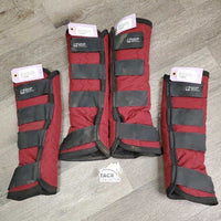 Front & Hind Shipping Boots, Fleece Lined *gc, hairy velcro, older, clean, rubs, faded edges, stain