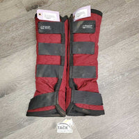 Front & Hind Shipping Boots, Fleece Lined *gc, hairy velcro, older, clean, rubs, faded edges, stain
