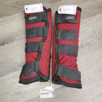 Front & Hind Shipping Boots, Fleece Lined *gc, hairy velcro, older, clean, rubs, faded edges, stain