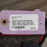 Front & Hind Shipping Boots, Fleece Lined *gc, hairy velcro, older, clean, rubs, faded edges, stain
