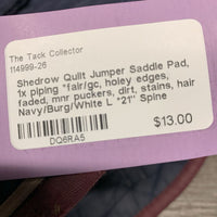 Quilt Jumper Saddle Pad, 1x piping *fair/gc, holey edges, faded, mnr puckers, dirt, stains, hair
