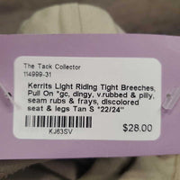 Light Riding Tight Breeches, Pull On *gc, dingy, v.rubbed & pilly, seam rubs & frays, discolored seat & legs

