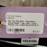 SS Shirt, "Heartbeat - Horse Head" *vgc, hairy, fuzzy, thread, mnr faded