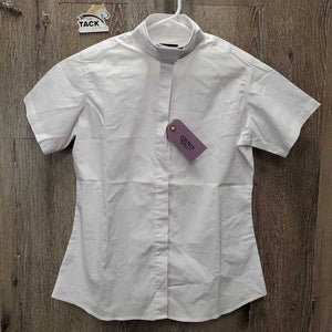 JUNIORS SS Show Shirt, attached snap collar *xc, older, seam puckers, crinkled