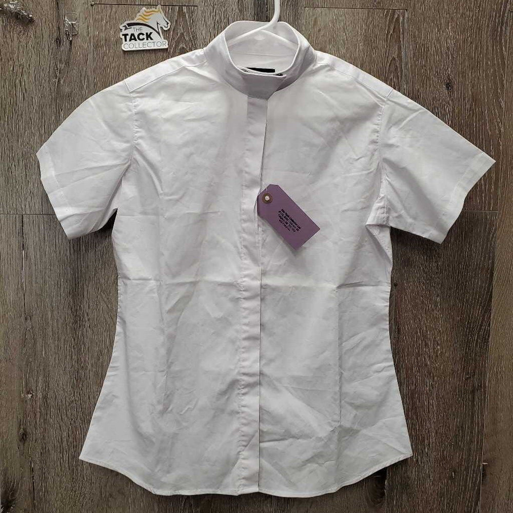 JUNIORS SS Show Shirt, attached snap collar *xc, older, seam puckers, crinkled