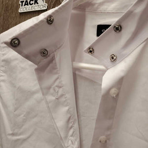 JUNIORS SS Show Shirt, attached snap collar *xc, older, seam puckers, crinkled