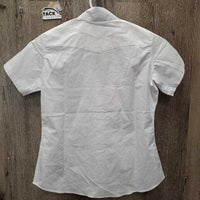 JUNIORS SS Show Shirt, attached snap collar *xc, older, seam puckers, crinkled