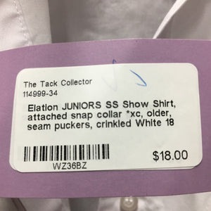 JUNIORS SS Show Shirt, attached snap collar *xc, older, seam puckers, crinkled