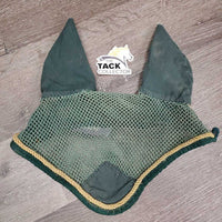 Crochet Fly Veil Ear Bonnet *gc, clean, older, faded, discolored, piping rubs, threads: pulls, breaking & holes
