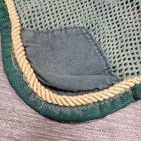 Crochet Fly Veil Ear Bonnet *gc, clean, older, faded, discolored, piping rubs, threads: pulls, breaking & holes