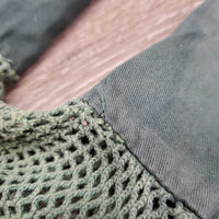 Crochet Fly Veil Ear Bonnet *gc, clean, older, faded, discolored, piping rubs, threads: pulls, breaking & holes