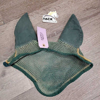 Crochet Fly Veil Ear Bonnet *gc, clean, older, faded, discolored, piping rubs, threads: pulls, breaking & holes