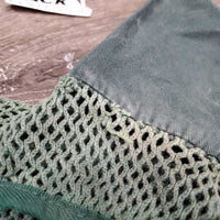 Crochet Fly Veil Ear Bonnet *gc, clean, older, faded, discolored, piping rubs, threads: pulls, breaking & holes
