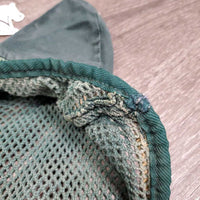 Crochet Fly Veil Ear Bonnet *gc, clean, older, faded, discolored, piping rubs, threads: pulls, breaking & holes