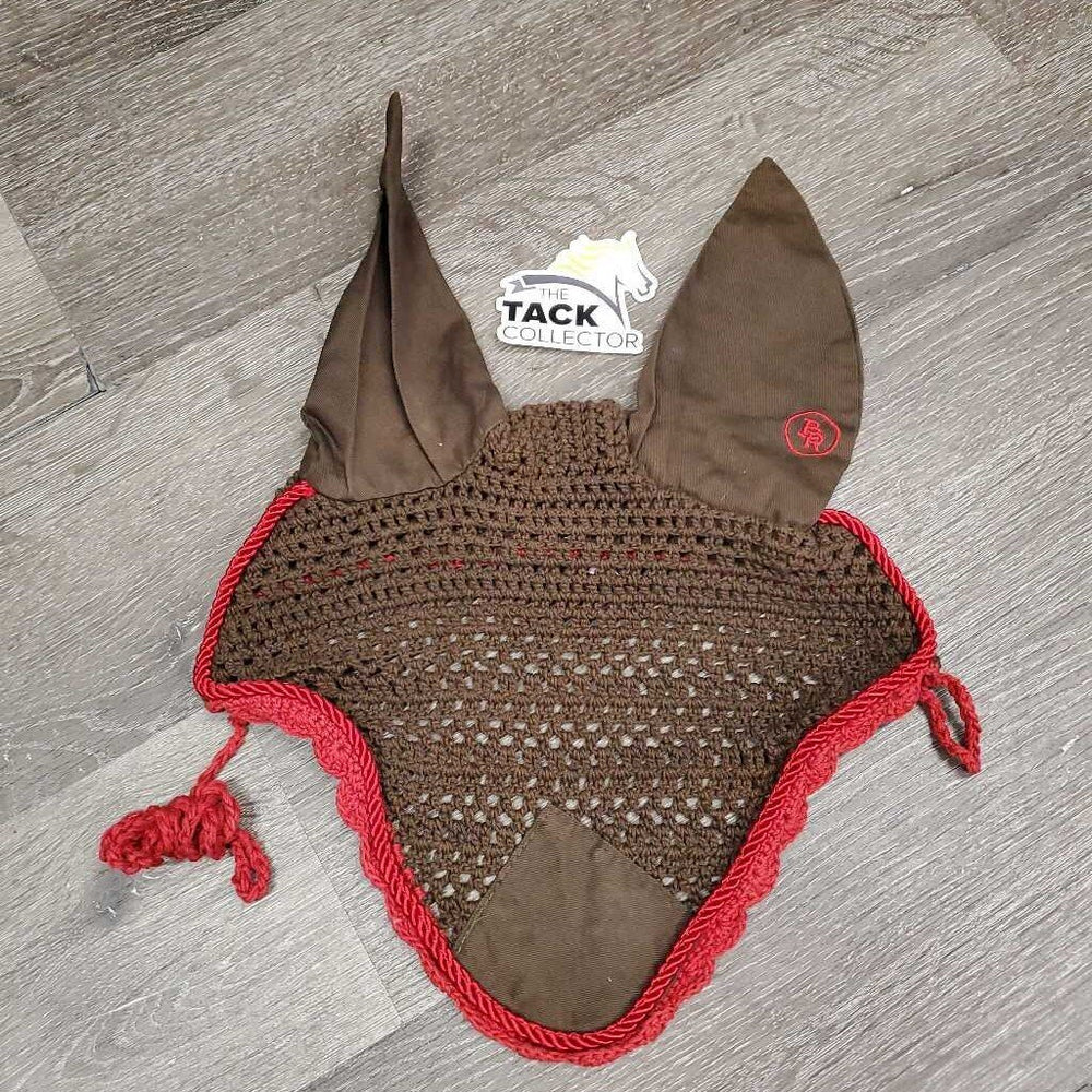 Crochet Fly Veil Ear Bonnet, string *gc, clean, mnr faded, stain & hair, v.curled edges, older