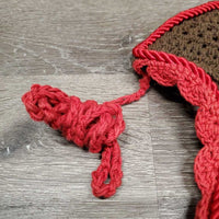 Crochet Fly Veil Ear Bonnet, string *gc, clean, mnr faded, stain & hair, v.curled edges, older