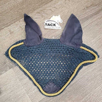 Crochet Fly Veil Ear Bonnet *gc, clean, dingy, cut string, curled edges, mnr stains, puckered, ?shrunk