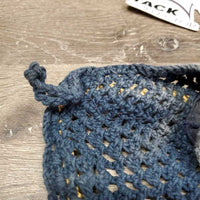 Crochet Fly Veil Ear Bonnet *gc, clean, dingy, cut string, curled edges, mnr stains, puckered, ?shrunk
