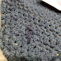 Crochet Fly Veil Ear Bonnet *gc, clean, dingy, cut string, curled edges, mnr stains, puckered, ?shrunk