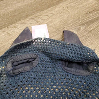 Crochet Fly Veil Ear Bonnet *gc, clean, dingy, cut string, curled edges, mnr stains, puckered, ?shrunk