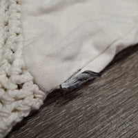 Crochet Fly Veil Ear Bonnet *gc, clean, dingy, cut string, curled edges, mnr stains, puckered, ?shrunk
