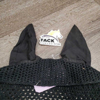 Crochet Fly Veil Ear Bonnet *gc, clean, cut string, stains, v.curled edges, puckered, ?shrunk, rubs, pills, hairy