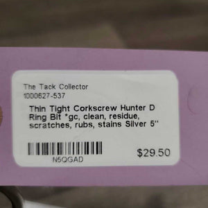 Thin Tight Corkscrew Hunter D Ring Bit *gc, clean, residue, scratches, rubs, stains