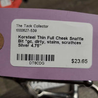 Thin Full Cheek Snaffle Bit *gc, dirty, stains, scrathces
