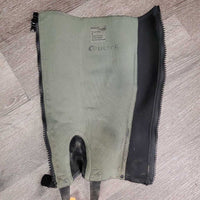 Pr Leather Half Chaps *gc/fair, hair, dirt, stains, marks, stretched, rubs, holes, marker
