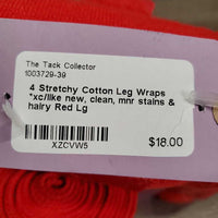 4 Stretchy Cotton Leg Wraps *xc/like new, clean, mnr stains & hairy