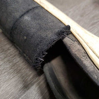 Pr Open Front Boots *fair, filthy, discolored, torn edges, 1 squished, older