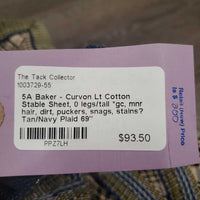 Lt Cotton Stable Sheet, 0 legs/tail *gc, mnr hair, dirt, puckers, snags, stains?
