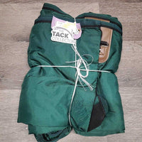 Closed Front Nylon Stable Sheet, 2 legs *gc, frayed/undone shoulder lining, shrunk, puckers, mnr hair, rubs, pills, cracked/torn leather
